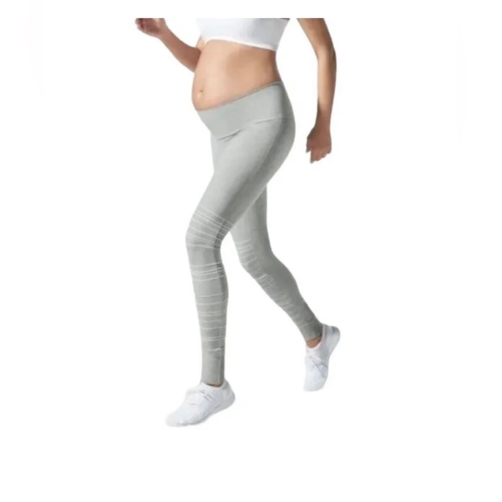 Blanqi Maternity Legging Compression Size L Hipster Cuffed Dove Gray NEW